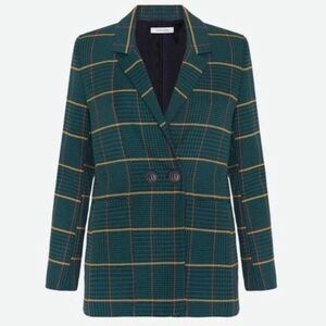 Anine Bing Madeleine Blazer Green Plaid